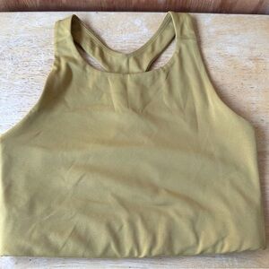 Girlfriend Collective Paloma Crop Racerback Mustard Yellow Brown Athletic Top